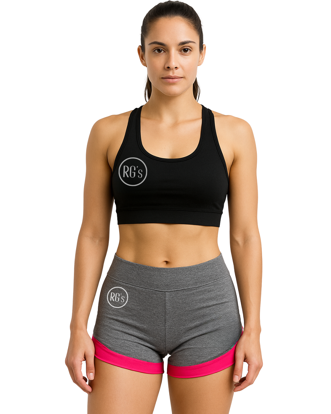 Grey and Pink Sports Shorts