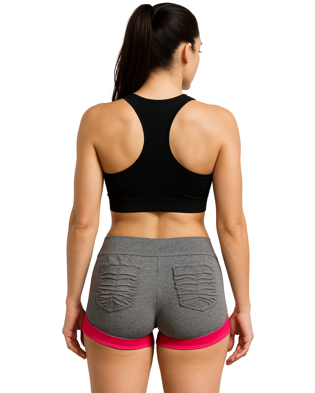 Grey and Pink Sports Shorts